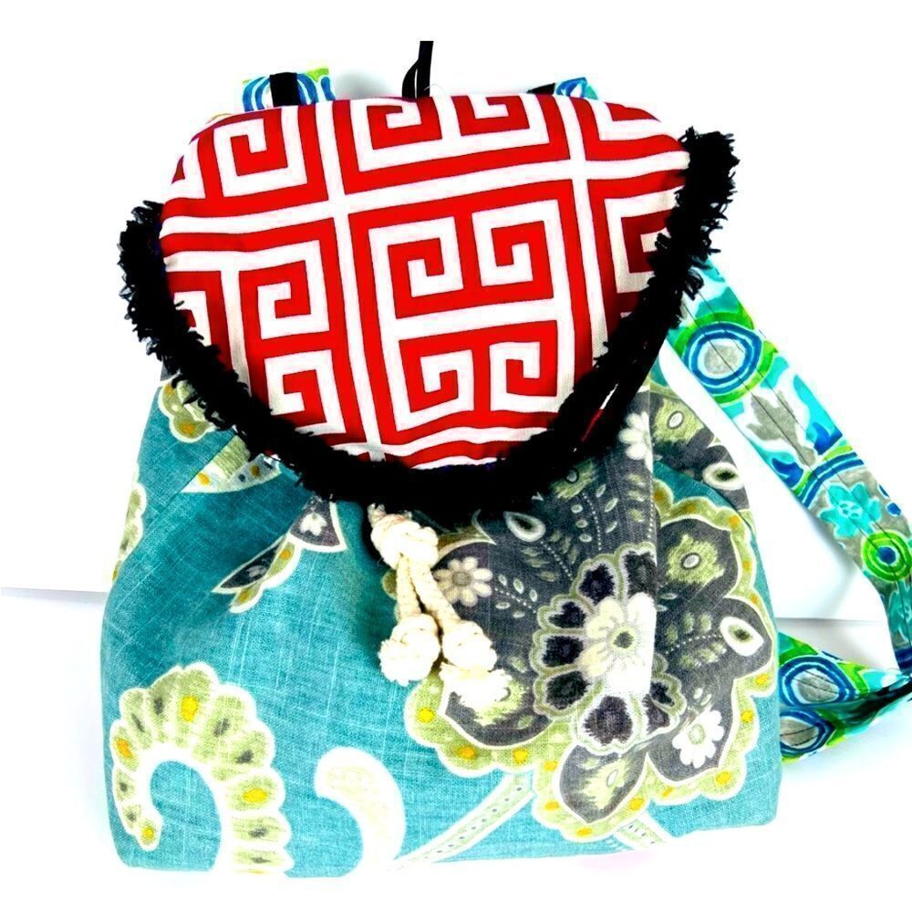NWOT BACKPACK Boho Floral Blue Green White Gray